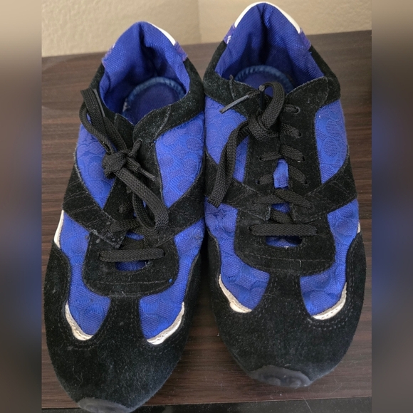 Coach Shoes - COACH 1941 Monogram Sneakers Women’s 7M Blue White Black Signature Logo